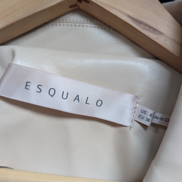 Esqualo vegan leather blazer Gorgeous Cream Open Front 3/4 Sleeve Size 6 - Picture 2 of 12